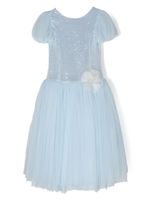 Monnalisa robe en tulle à manches courtes - Bleu