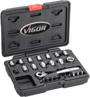 VIGOR Socket wrench sets 1/4" super flat