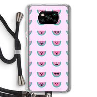 Smiley watermeloenprint: Xiaomi Poco X3 NFC Transparant Hoesje met koord