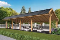 Lariks/Douglas Kapschuur Bergen XL type 9 1302x452 cm- Kapschuurdak- Onbehandeld lariks Douglas hout- Tuindeco