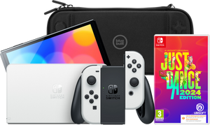 Nintendo Switch OLED Wit + Just Dance 2024 + BlueBuilt Beschermhoes