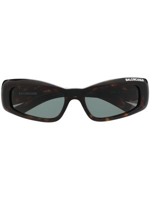 Balenciaga Eyewear lunettes de soleil à logo imprimé - Marron