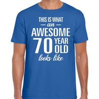 Awesome 70 year / 70 jaar cadeau t-shirt blauw heren - thumbnail