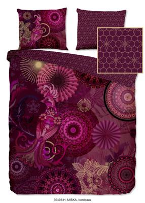 HIP Dekbedovertrek "mandala&apos;s en bloemen" - Bordeaux - (240x200/220 cm) - Katoen Satijn