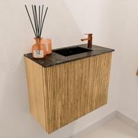 Toiletmeubel Mondiaz Joya Dlux | 50 cm | Meubelkleur Oak | Faye wastafel Lava Wasbak Rechts | 1 kraangat