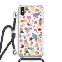 Terrazzo Memphis Pink: iPhone X Transparant Hoesje met koord