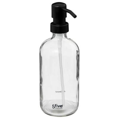 5five Zeeppompje/dispenser - van glas - transparant - 450 ml - navulbaar - keuken/toilet/badkamer