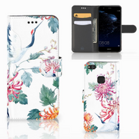 Huawei P10 Lite Telefoonhoesje met Pasjes Bird Flowers