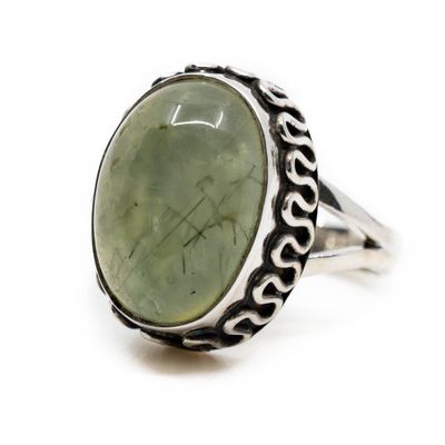 Edelsteen Ring Prehniet 925 Zilver "Yenra" (Maat 17)