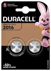 Batterij Duracell knoopcel 2xCR2016 lithium ÃƒÆ'Ã‹Å“20mm 3V-90mAh