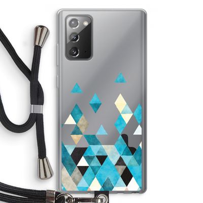 Gekleurde driehoekjes blauw: Samsung Galaxy Note 20 / Note 20 5G Transparant Hoesje met koord