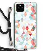 Gekleurde driehoekjes pastel: Pixel 5a 5G Transparant Hoesje met koord