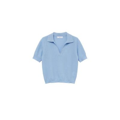 Mango fijngebreide polo lichtblauw Mango fijngebreide polo lichtblauw