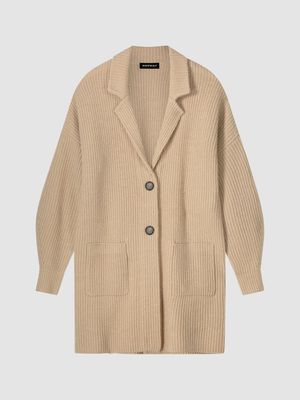 Halflang vest met rib en reverskraag