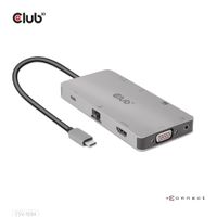 CLUB3D Type-C 9-in-1 hub with HDMI, VGA, 2x USB Gen1 Type-A,RJ45,SD/Micro SD card slots and USB Type-C oplaad mogelijkheid tot max 100Watt( Ook geschikt voor Apple M1 en Thunderbolt 3) - thumbnail