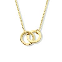 14k Geelgouden Collier met Twee Rondjes - Verstelbaar 40-44 cm