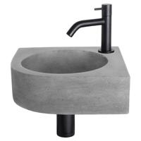 Differnz Cleo fonteinset beton donkergrijs - kraan gebogen - 31.5 x 31.5 x 10 cm - mat zwart