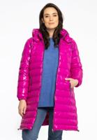 Yoek Puff jas met capuchon kort | Roze | Maat 46/48
