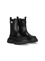 Dolce & Gabbana Kids bottes en cuir à plaque logo - Noir - thumbnail