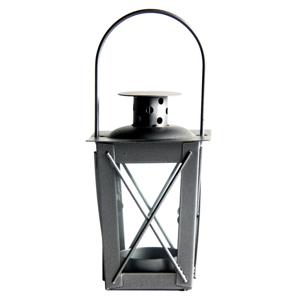 Tuin lantaarn/windlicht - ijzer - zilver - 7,5 x 7,5 x 11 cm - Tuinverlichting - Kaarsenhouders