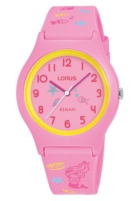Lorus RRX49HX9 Horloge Young siliconen zilverkleurig-roze 34 mm