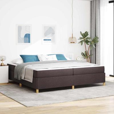 Boxspring bed Anders Donkerbruin en Wit 200 x 200 cm Stof