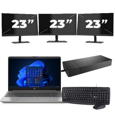 HP 250 G8 - Intel Core i3-11e Generatie - 15 inch - 16GB RAM - 256GB SSD - Windows 11 Home + 3x 23 inch Monitor HP 250 G8 - Intel Core i3-11e Generatie - 15 inch - 16GB RAM - 256GB SSD - Windows 11 Home + 3x 23 inch Monitor