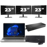 HP 250 G8 - Intel Core i3-11e Generatie - 15 inch - 16GB RAM - 256GB SSD - Windows 11 Home + 3x 23 inch Monitor