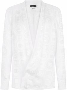 Dolce & Gabbana chemise en soie à logo DG en jacquard - Blanc