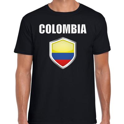 Colombia vlag thema landen t-shirt - zwart - voor heren - Supporters kleding - korte mouwen
