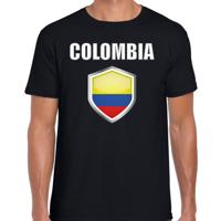 Colombia vlag thema landen t-shirt - zwart - voor heren - Supporters kleding - korte mouwen