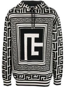 Balmain hoodie à motif PB en jacquard - Tons neutres