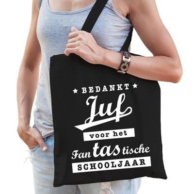 Bedankt juf katoenen tasje - zwart kleur - Juffendag / einde schooljaar cadeau - School juffen Bedankt juf katoenen tasje - zwart kleur - Juffendag / einde schooljaar cadeau - School juffen