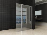 Wiesbaden Zijpaneel 30 x 200 cm met scharnierprofiel chroom met 10 mm NANO helder glas