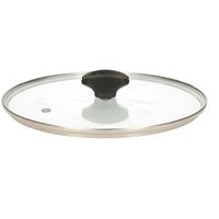 Universele pannendeksel voor pannen van 24 cm - glas - stoomgaatje - D25 x H7 cm Universele pannendeksel voor pannen van 24 cm - glas - stoomgaatje - D25 x H7 cm