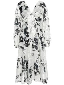 Ermanno Scervino robe mi-longue à fleurs en jacquard - Blanc