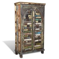 vidaXL Boekenkast met 3 schappen 2 deuren gerecycled hout meerkleurig - thumbnail