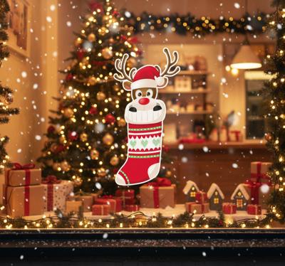 Kerst sticker rendier sok