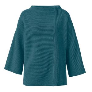 Turtleneck-pullover van bio-merinowol en bio-katoen, jade Maat: 44/46