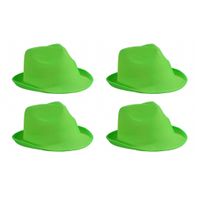 4x stuks trilby feesthoedje lime groen voor volwassenen