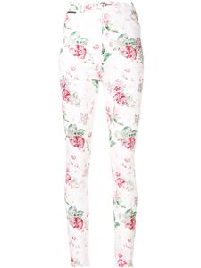 Philipp Plein jean à fleurs strassées - Blanc