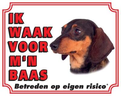 Teckel Waakbord - Ik waak voor mijn baas Korthaar