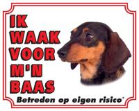 Teckel Waakbord - Ik waak voor mijn baas Korthaar