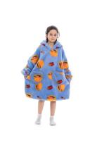Plaid met mouwen - kind - fleece - hamburgers & frietjes