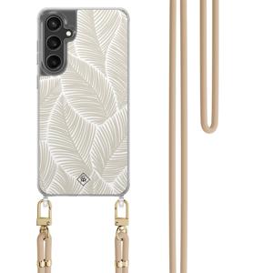 Samsung Galaxy S24 FE hoesje met beige koord - Palm leaves beige