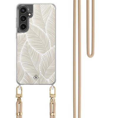 Samsung Galaxy S24 FE hoesje met beige koord - Palm leaves beige