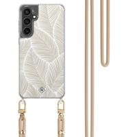 Samsung Galaxy S24 FE hoesje met beige koord - Palm leaves beige Samsung Galaxy S24 FE hoesje met beige koord - Palm leaves beige