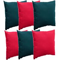 Bank/sier/tuin kussens voor binnen/buiten set 6x stuks rood/emerald groen 40 x 40 cm - thumbnail