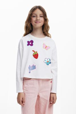 T-shirt met vormapplicaties - WHITE - 11/12