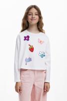 T-shirt met vormapplicaties - WHITE - 3/4